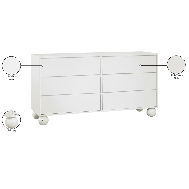 Meridian Furniture Kent Cream Solid Ash Wood Dresser