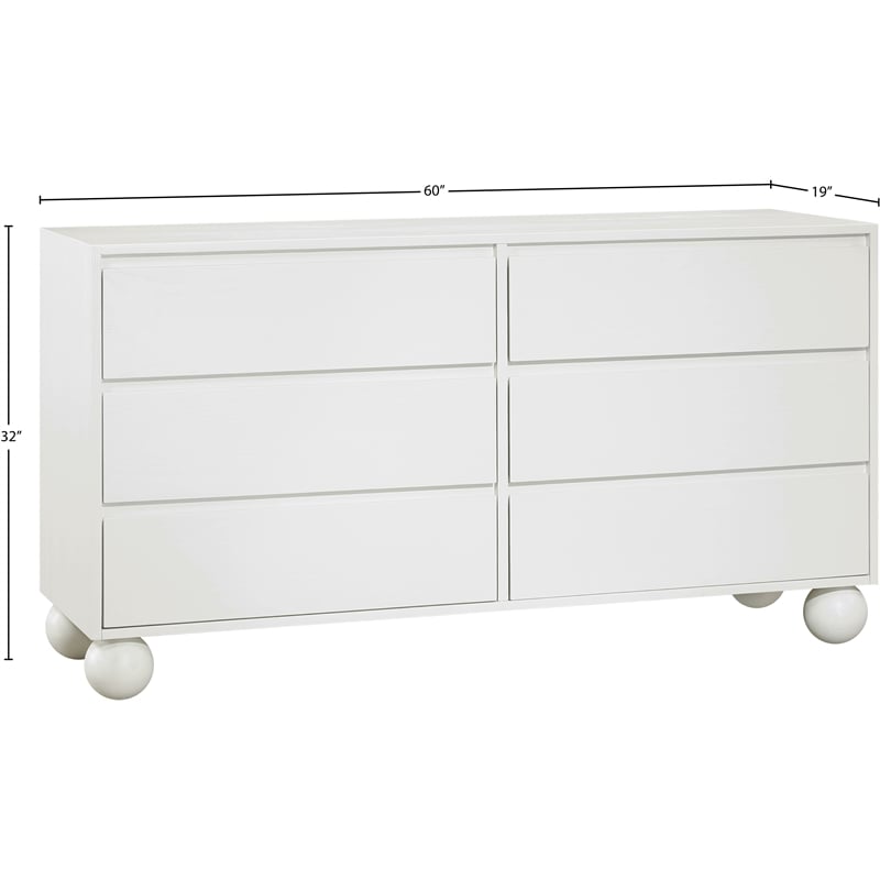 Meridian Furniture Kent Cream Solid Ash Wood Dresser