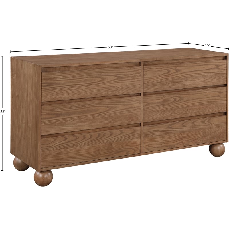 Meridian Furniture Kent Walnut Solid Ash Wood Dresser