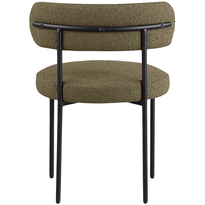 Meridian Furniture Beacon Olive Green Boucle Fabric Dining Chair (Set of 2)