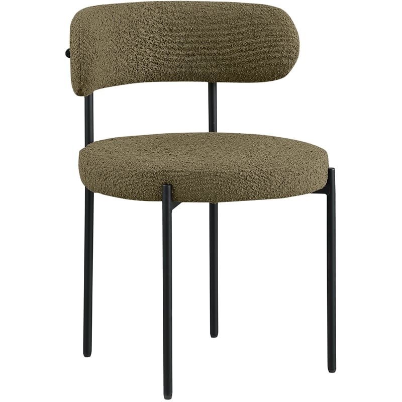Meridian Furniture Beacon Olive Green Boucle Fabric Dining Chair (Set of 2)