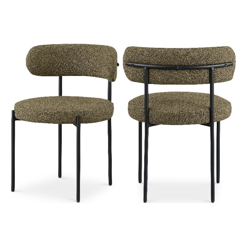 Meridian Furniture Beacon Olive Green Boucle Fabric Dining Chair (Set of 2)