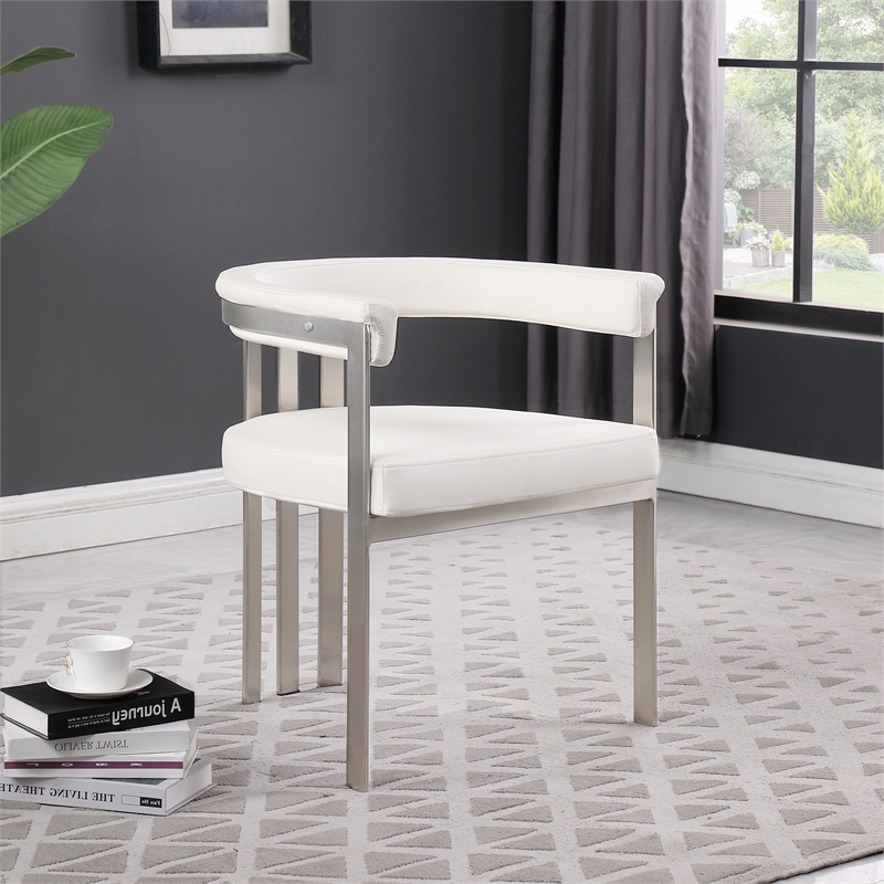 Meridian Furniture Marcello Cream Vegan Leather Dining Chair (Set of 2)