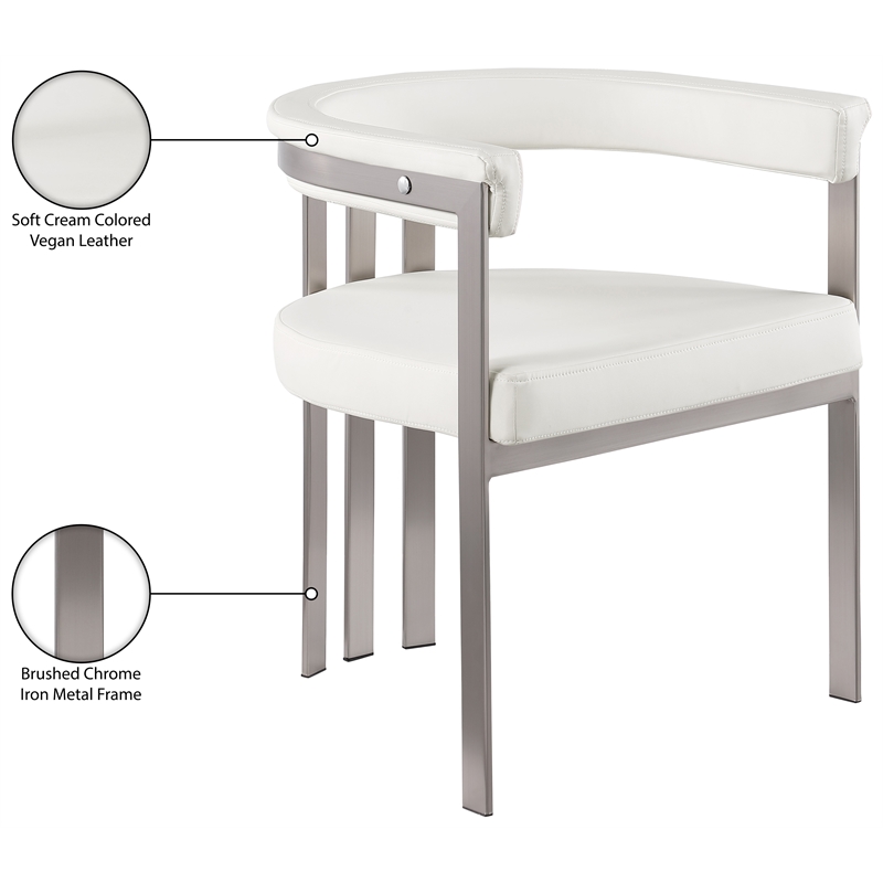 Meridian Furniture Marcello Cream Vegan Leather Dining Chair (Set of 2)