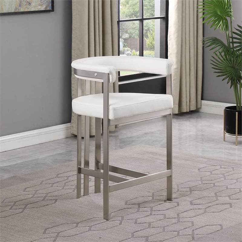 Meridian Furniture Marcello Cream Vegan Leather Counter Stool (Set of 2)