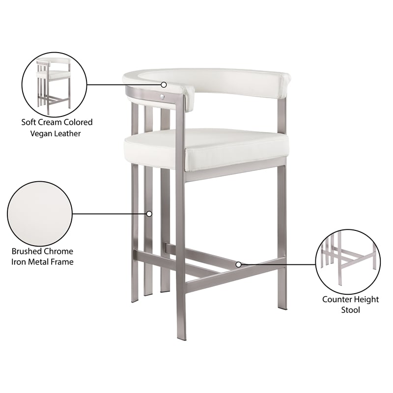 Meridian Furniture Marcello Cream Vegan Leather Counter Stool (Set of 2)