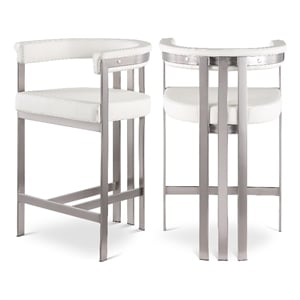Meridian Furniture Marcello Cream Vegan Leather Counter Stool (Set of 2)