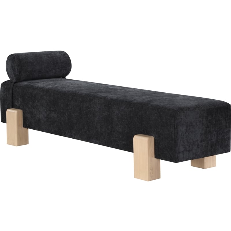 Meridian Furniture Edison Black Chenille Fabric Bench