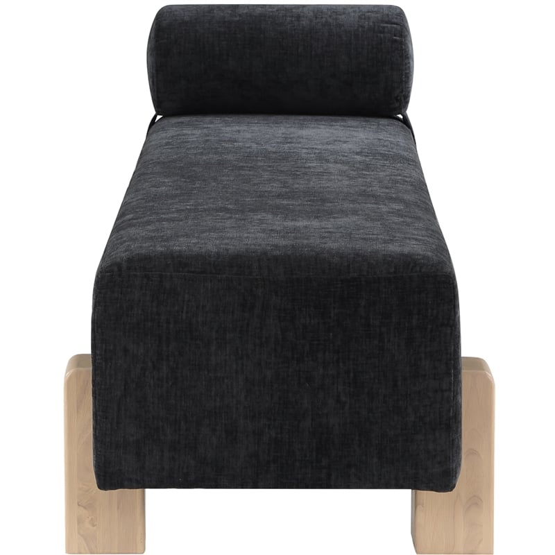 Meridian Furniture Edison Black Chenille Fabric Bench