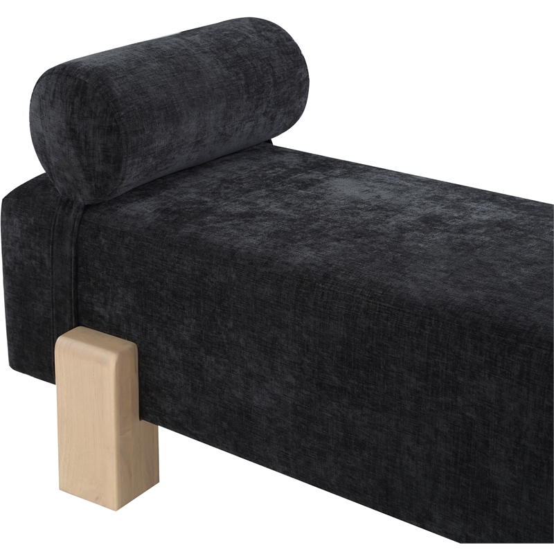 Meridian Furniture Edison Black Chenille Fabric Bench