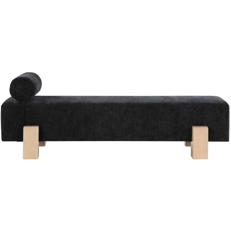 Meridian Furniture Edison Black Chenille Fabric Bench
