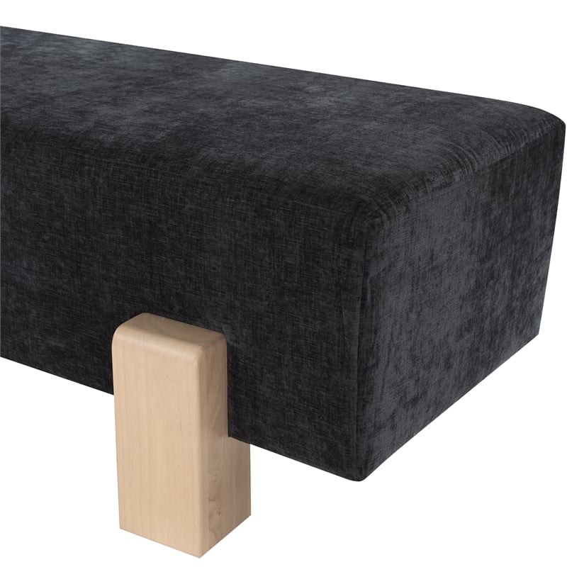 Meridian Furniture Edison Black Chenille Fabric Bench