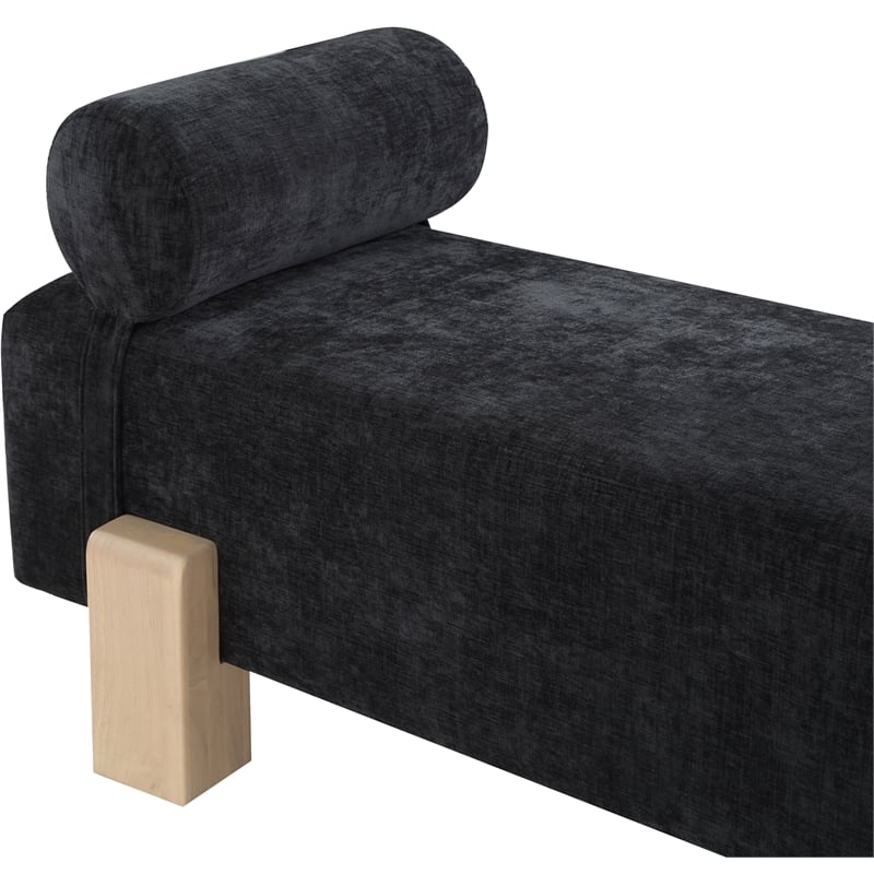 Meridian Furniture Edison Black Chenille Fabric Bench