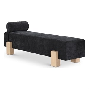 Meridian Furniture Edison Black Chenille Fabric Bench