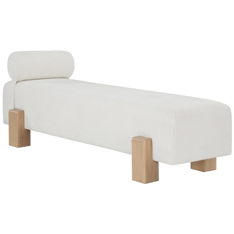 Meridian Furniture Edison Cream Chenille Fabric Bench