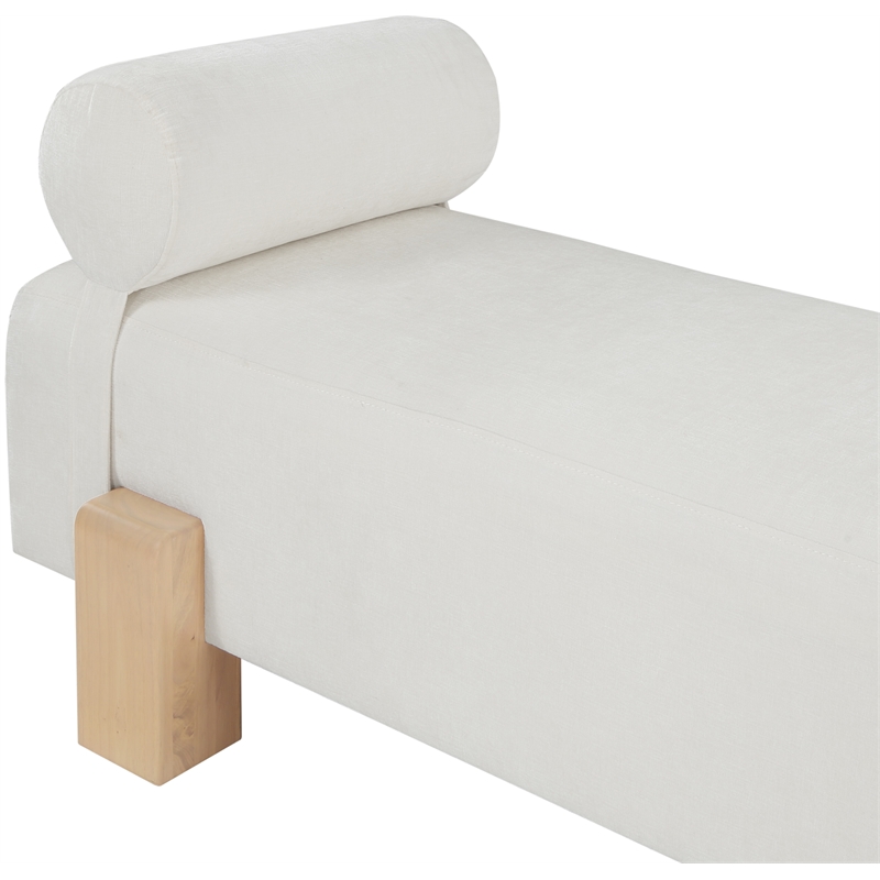 Meridian Furniture Edison Cream Chenille Fabric Bench