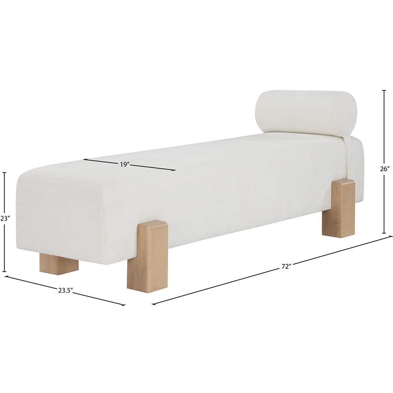 Meridian Furniture Edison Cream Chenille Fabric Bench