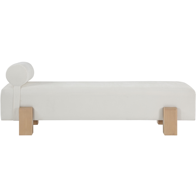 Meridian Furniture Edison Cream Chenille Fabric Bench