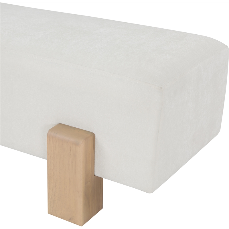 Meridian Furniture Edison Cream Chenille Fabric Bench