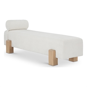 Meridian Furniture Edison Cream Chenille Fabric Bench