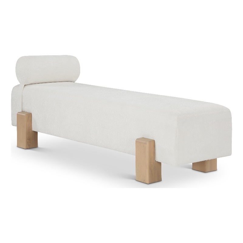 Meridian Furniture Edison Cream Chenille Fabric Bench