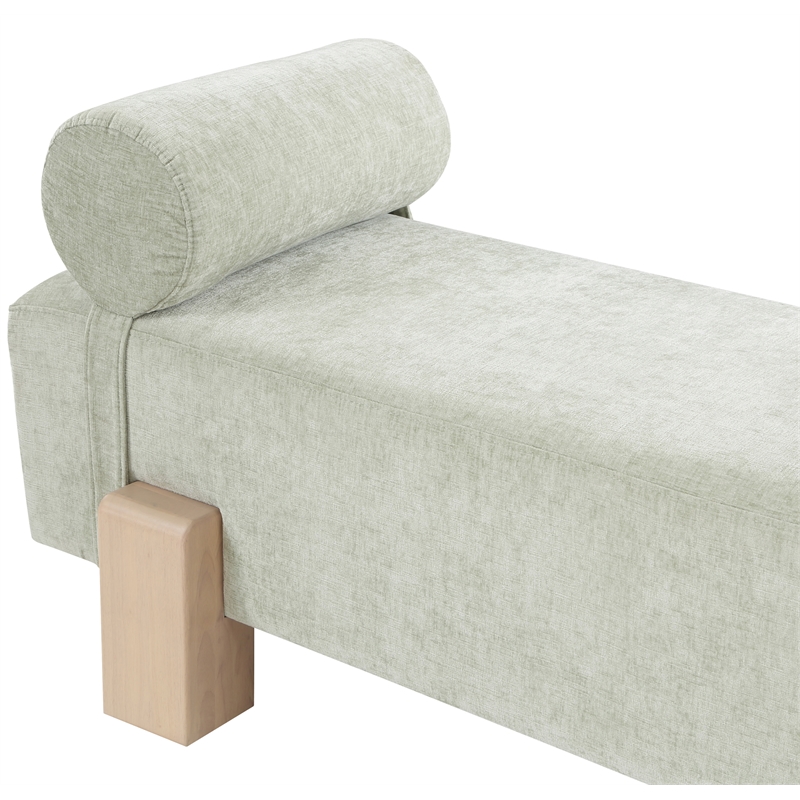 Meridian Furniture Edison Mint Green Chenille Fabric Bench