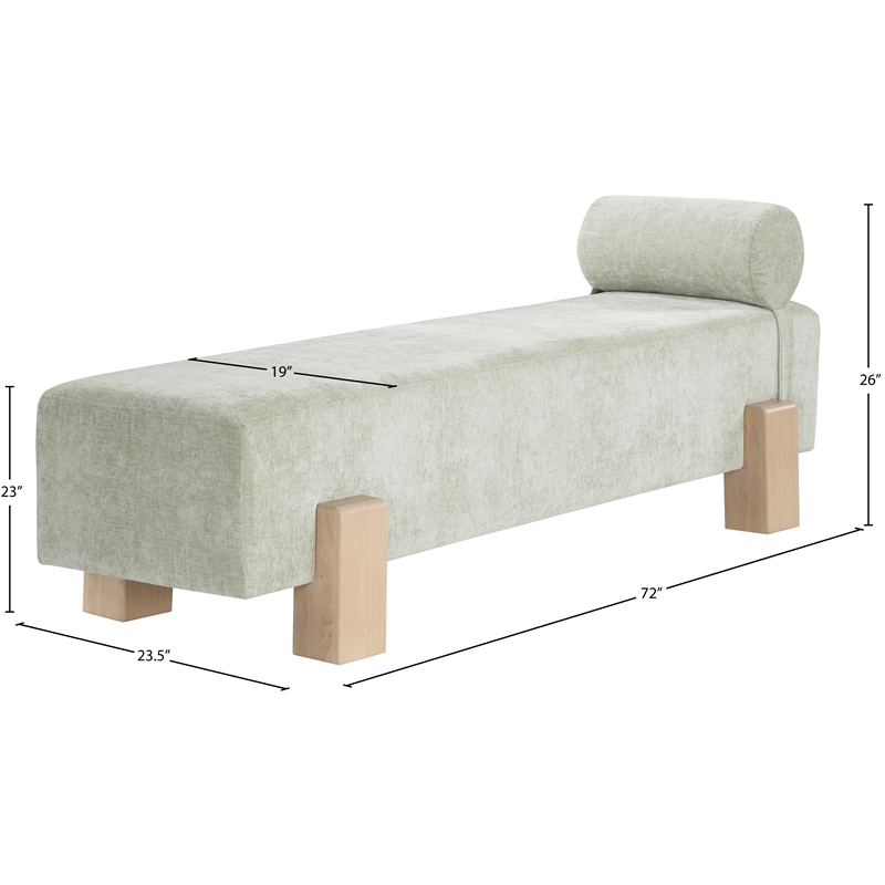 Meridian Furniture Edison Mint Green Chenille Fabric Bench