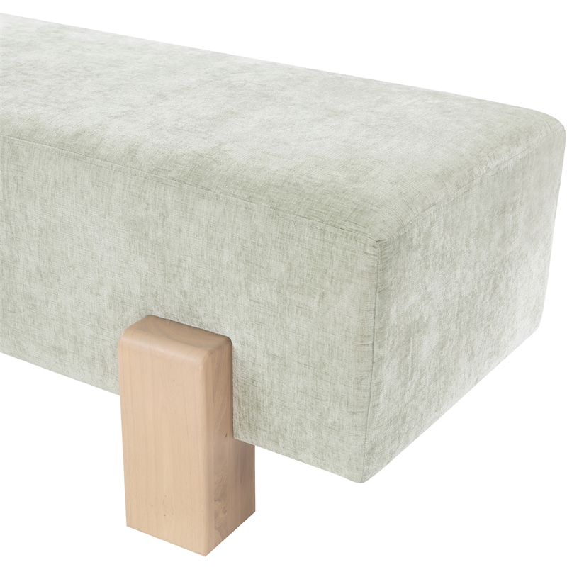 Meridian Furniture Edison Mint Green Chenille Fabric Bench