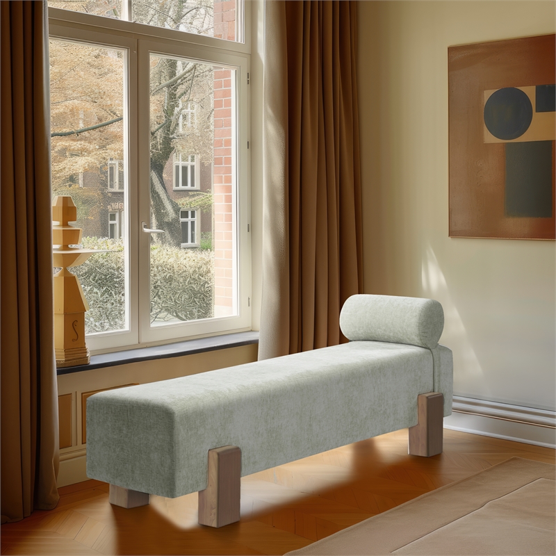 Meridian Furniture Edison Mint Green Chenille Fabric Bench