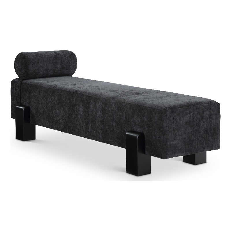 Meridian Furniture Edison Black Chenille Fabric Bench