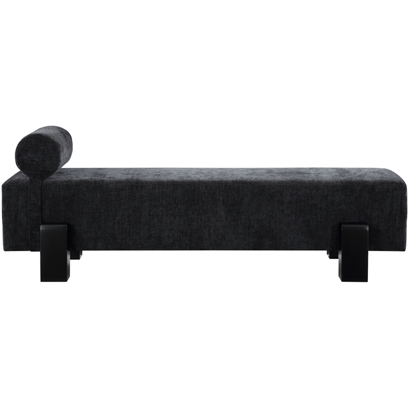 Meridian Furniture Edison Black Chenille Fabric Bench