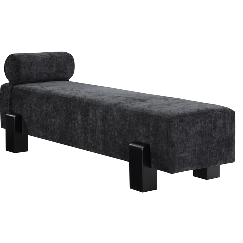 Meridian Furniture Edison Black Chenille Fabric Bench