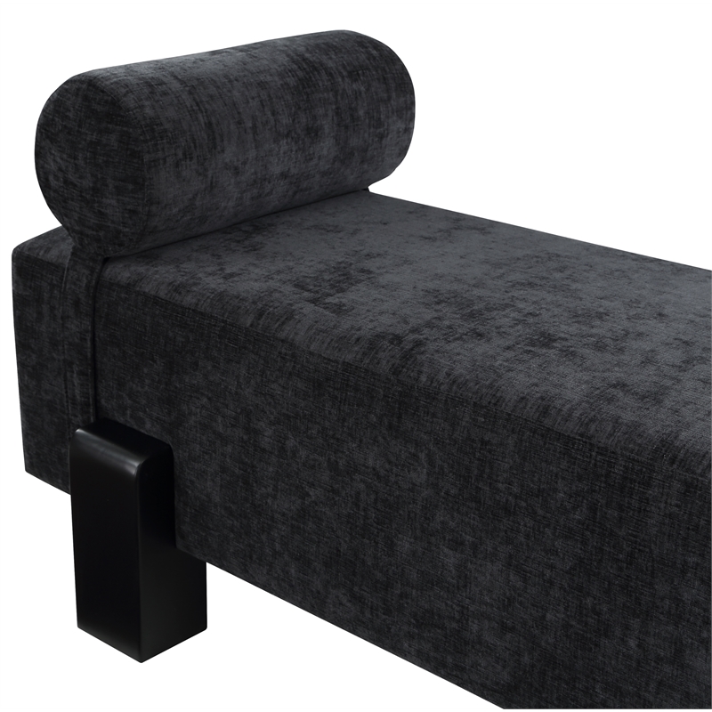 Meridian Furniture Edison Black Chenille Fabric Bench