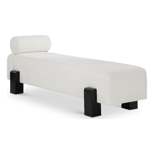 Meridian Furniture Edison Cream Chenille Fabric Bench