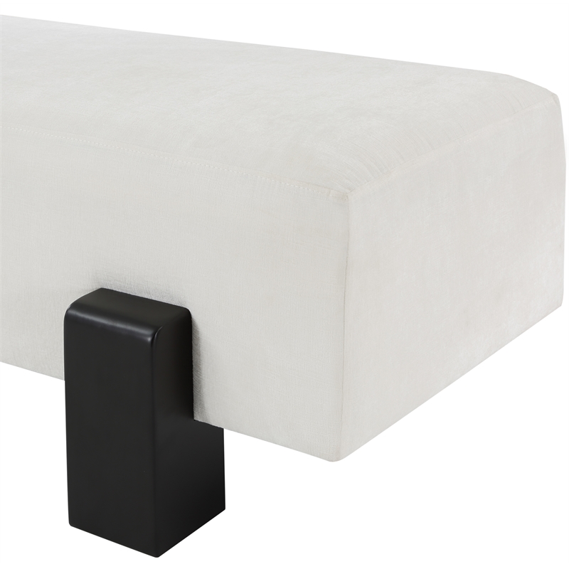 Meridian Furniture Edison Cream Chenille Fabric Bench