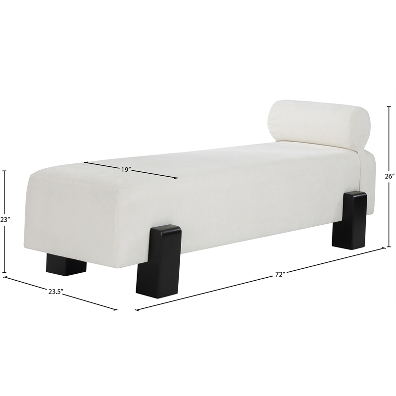 Meridian Furniture Edison Cream Chenille Fabric Bench