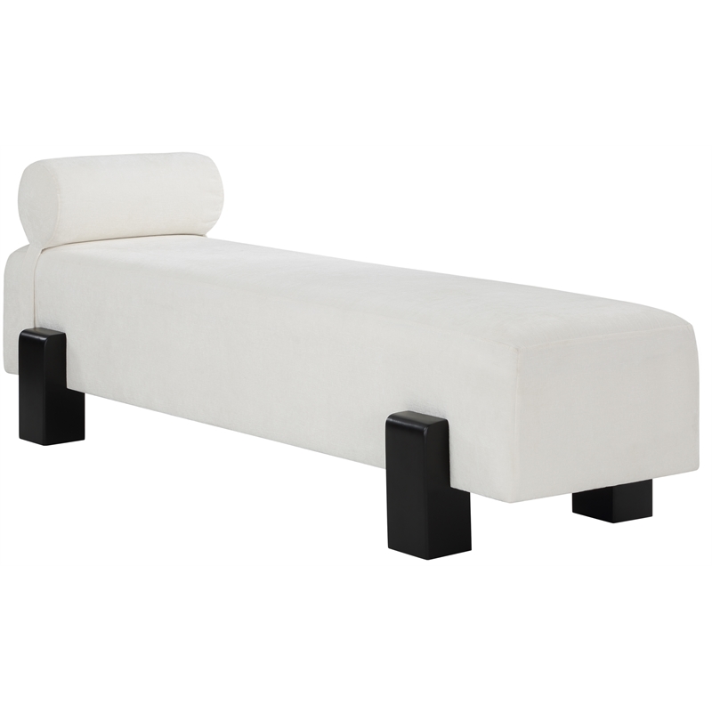 Meridian Furniture Edison Cream Chenille Fabric Bench