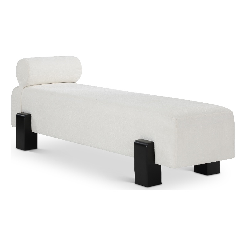 Meridian Furniture Edison Cream Chenille Fabric Bench