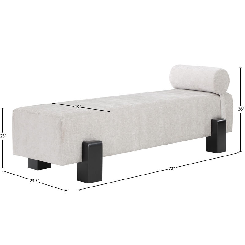 Meridian Furniture Edison Light Grey Chenille Fabric Bench