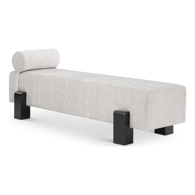 Meridian Furniture Edison Light Grey Chenille Fabric Bench