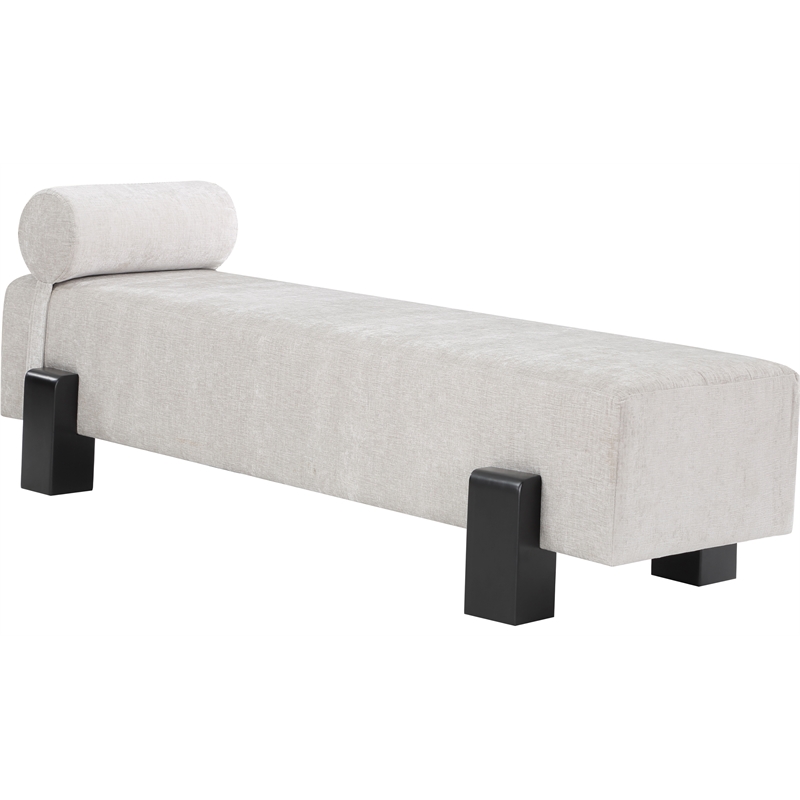 Meridian Furniture Edison Light Grey Chenille Fabric Bench