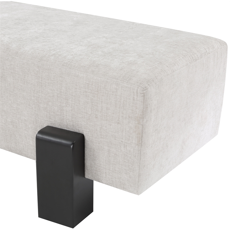 Meridian Furniture Edison Light Grey Chenille Fabric Bench