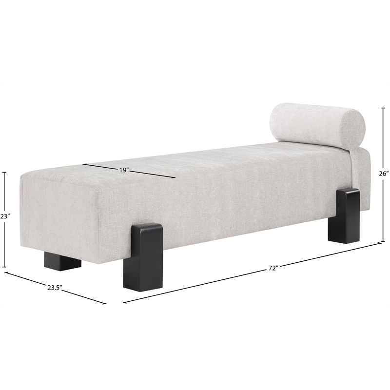 Meridian Furniture Edison Light Grey Chenille Fabric Bench