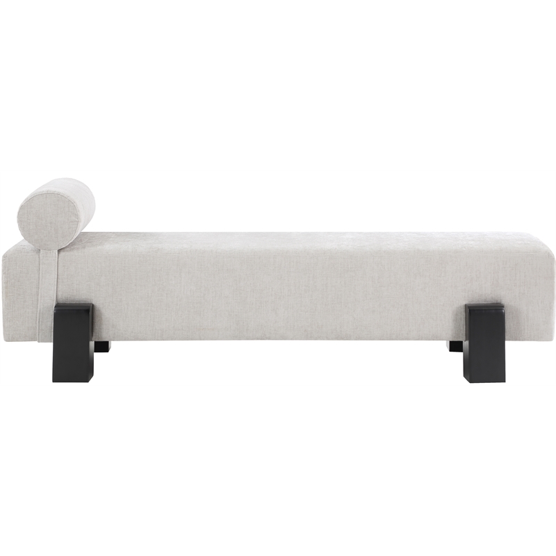 Meridian Furniture Edison Light Grey Chenille Fabric Bench