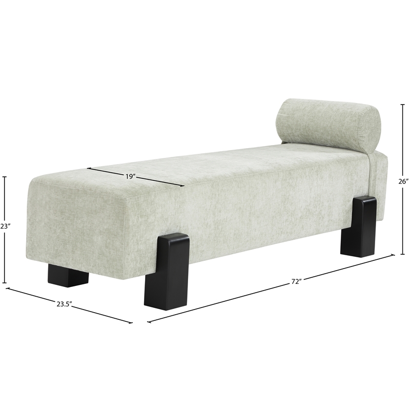 Meridian Furniture Edison Mint Green Chenille Fabric Bench