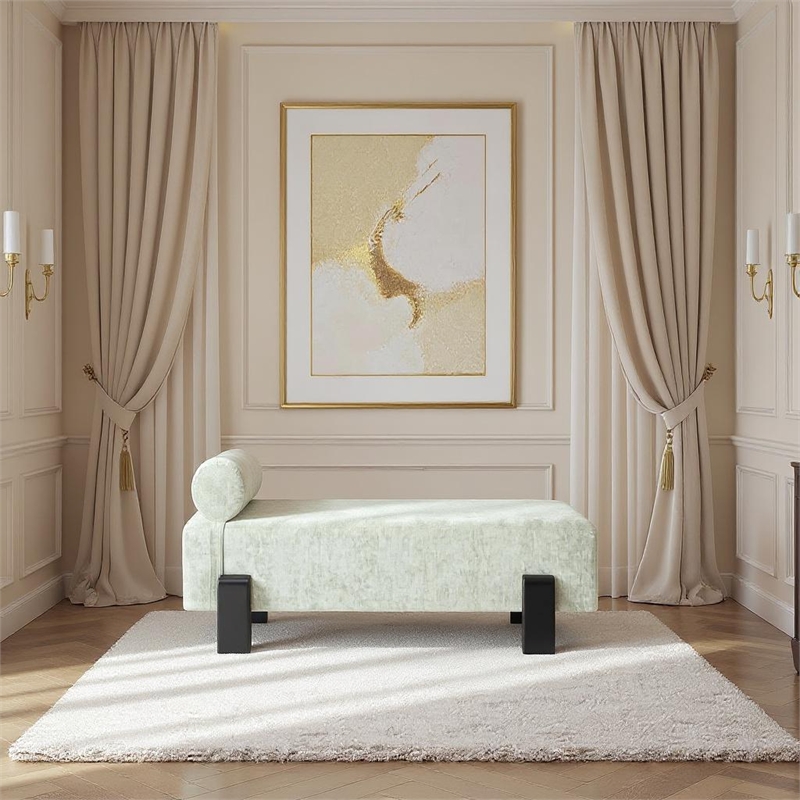 Meridian Furniture Edison Mint Green Chenille Fabric Bench