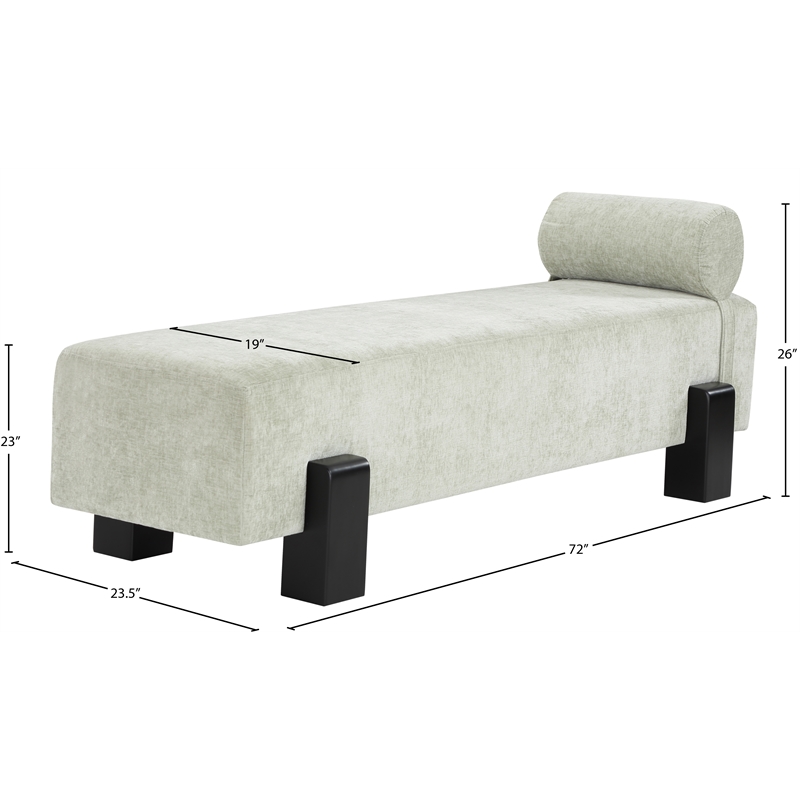 Meridian Furniture Edison Mint Green Chenille Fabric Bench
