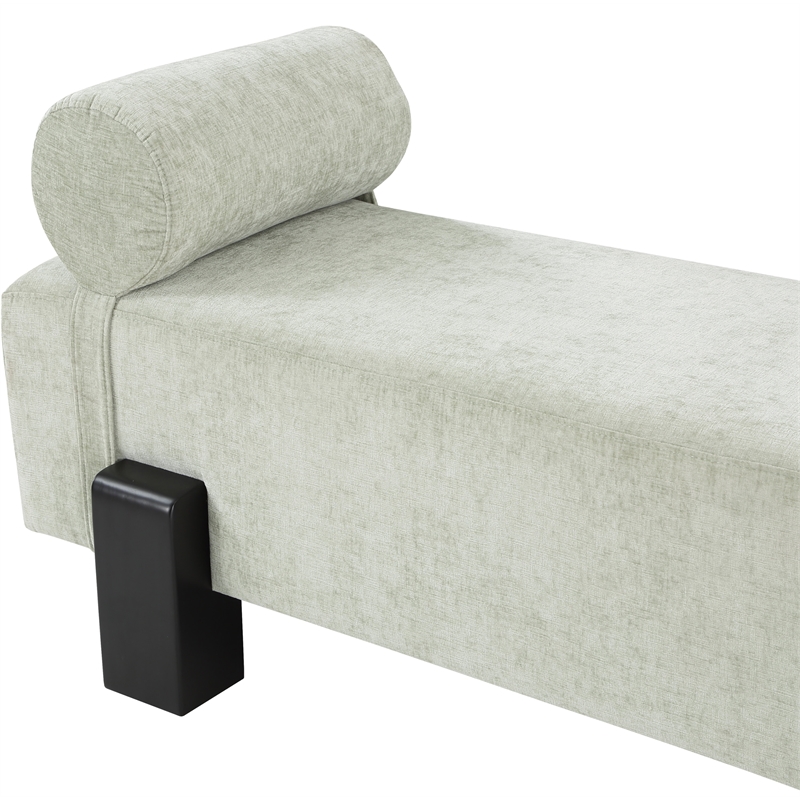 Meridian Furniture Edison Mint Green Chenille Fabric Bench