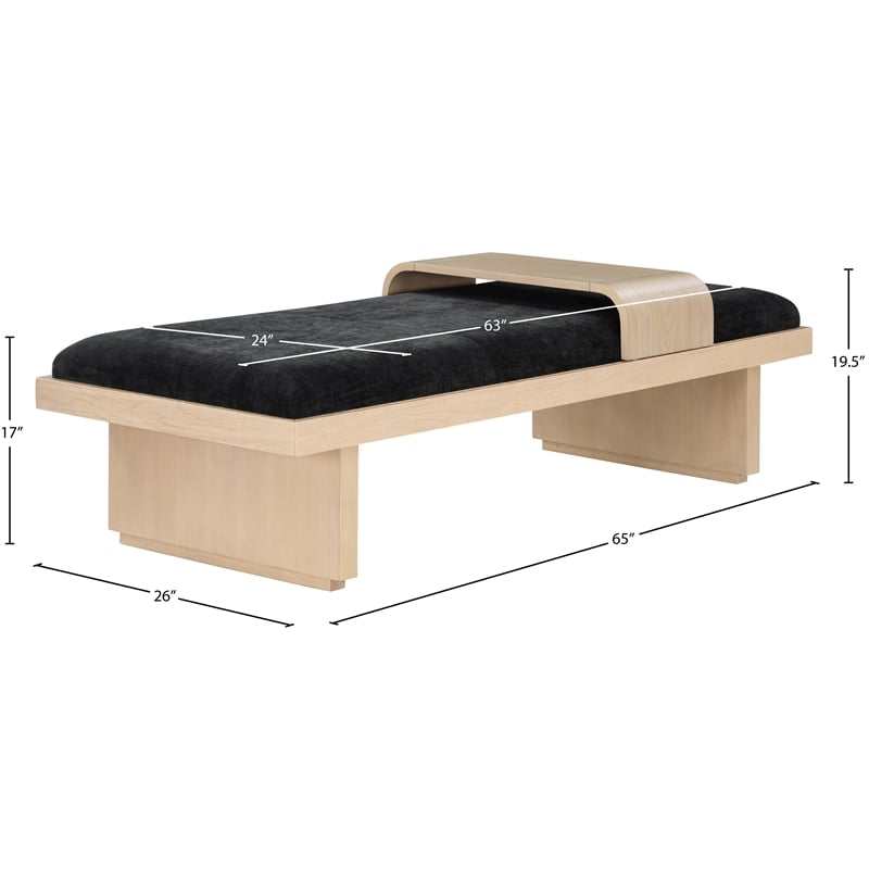 Meridian Furniture Arlington Black Chenille Fabric Bench