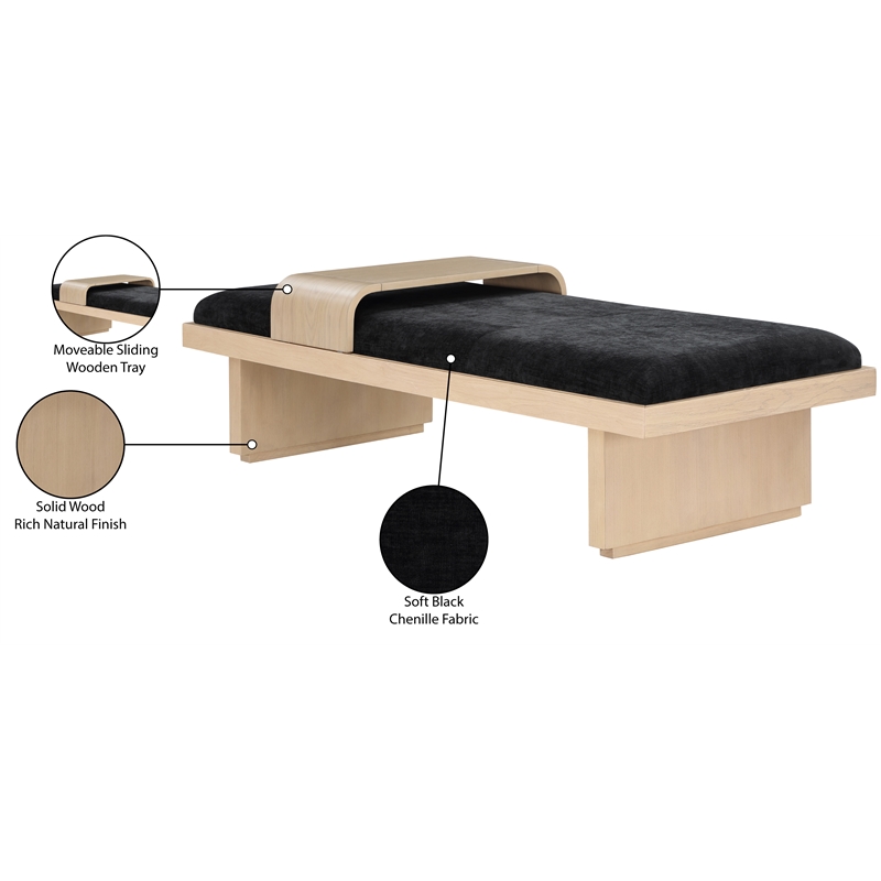 Meridian Furniture Arlington Black Chenille Fabric Bench
